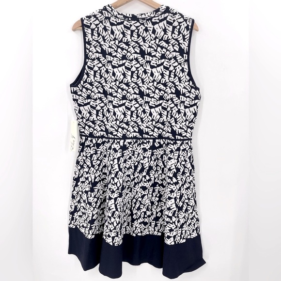 NWT Eliza J Knit Dress Fit & Flare Sleeveless Dress Size XL Navy & White - Picture 4 of 7